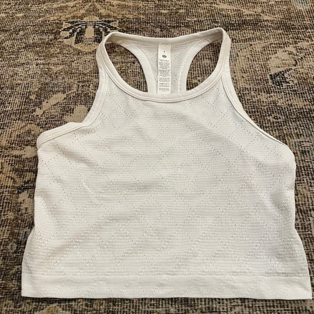 Lululemon Swiftly Tech Racerback Tank Top White Size 6 Seamless Athletic Crop